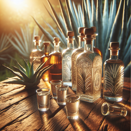 Auswahl an Flaschen zum Finden von gutem Tequila